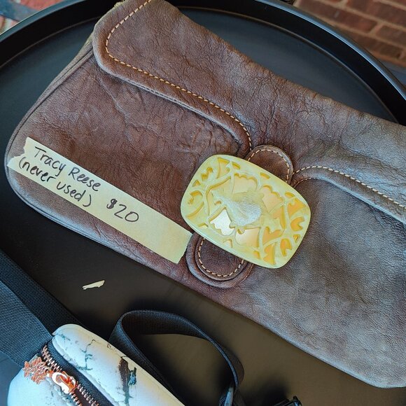 Tracy Reese clutch bag in charcoal pebbled leather - Picture 1 of 5